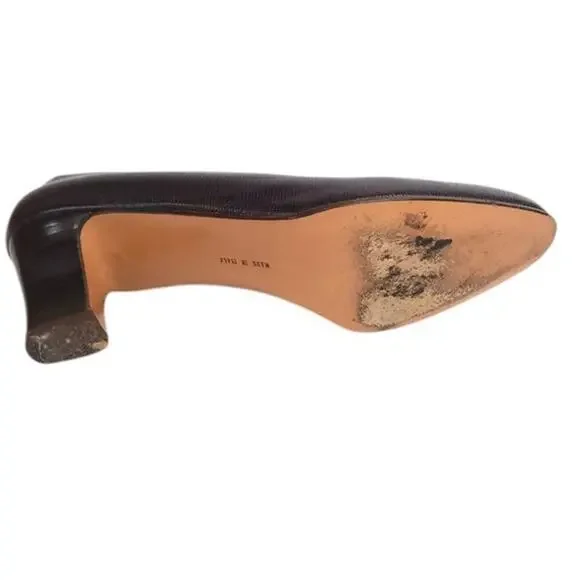 Salvatore Ferragamo Women's Vintage Nilla Shoes Pumps Dark Brown Size 8.5 AA - Picture 10 of 12